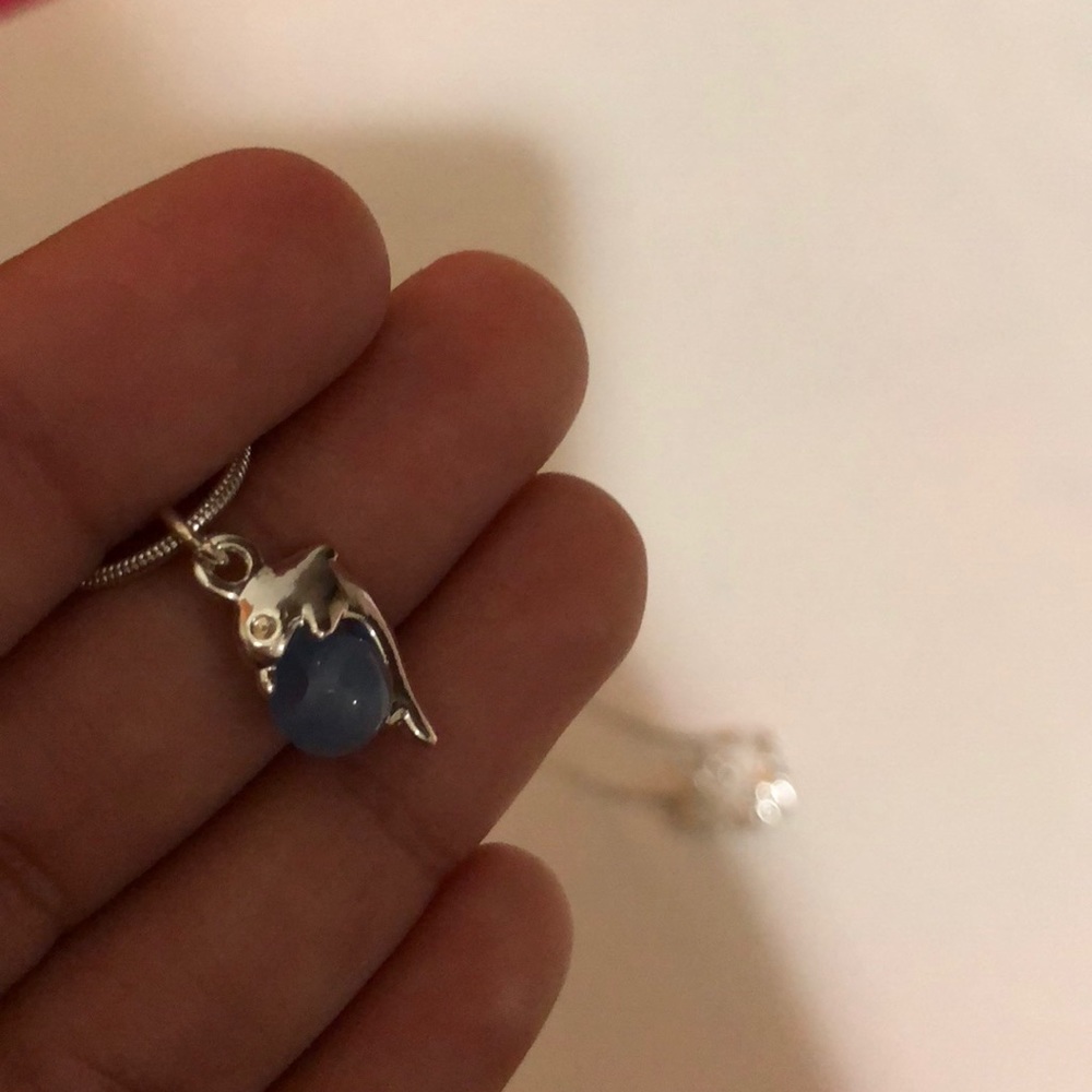 dolphin necklace with blue ball